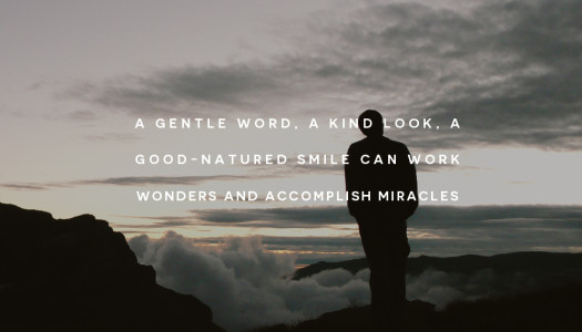 A gentle word, a kind look, a good-natured smile can work wonders and accomplish miracles