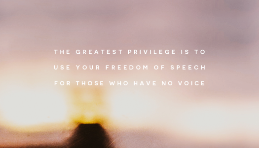 The greatest privilege is to use your freedom of speech for those who have no voice.