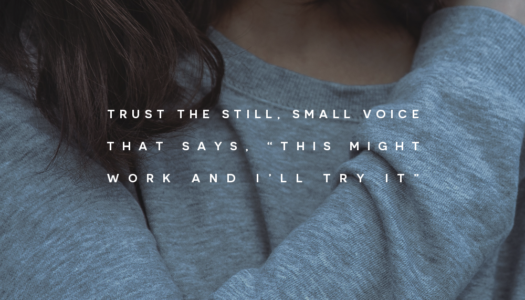 Trust the still, small voice that says, “this might work and I’ll try it.”