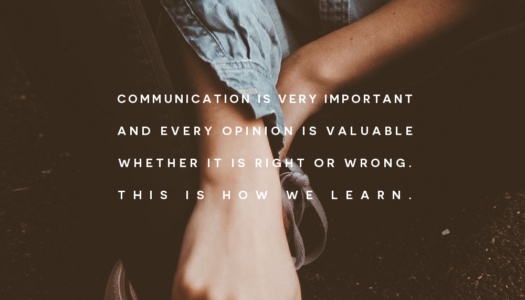 Communication is very important and every opinion is valuable whether it is right or wrong. This is how we learn.