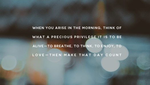 When you arise in the morning, think of what a precious privilege it is to be alive—to breathe, to think, to enjoy, to love—then make that day count!